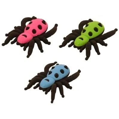 Image of Henbrandt 3x Spider Erasers 3D Novelty Rubber Set for Insect Party Bag Fillers Lucky Dip Class Gifts Stationery Supplies Kids Boys and Girls
