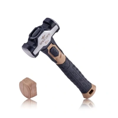 Image of Spec Ops Tools Drilling Hammer, 2 lb Sledge Hammer with Removable Soft Mallet Cap &amp; Bi Material Shock Absorbing Vibration Dampening Handle, 3% Donated to Veterans, Black/Tan