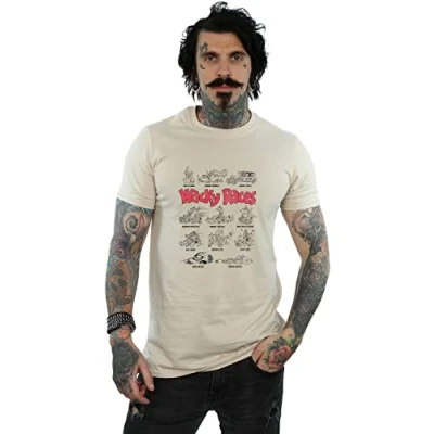 Image of Absolute Cult Wacky Races Men&#039;s Car Lineup T Shirt Sand Large