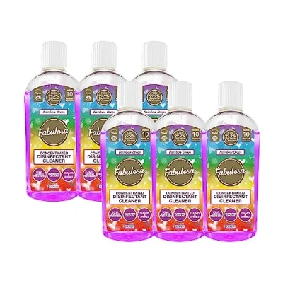 Image of Fabulosa 4 in 1 Concentrated Antibacterial Disinfectant All Purpose Cleaner, 220ml, 6 pack, Rainbow Drops