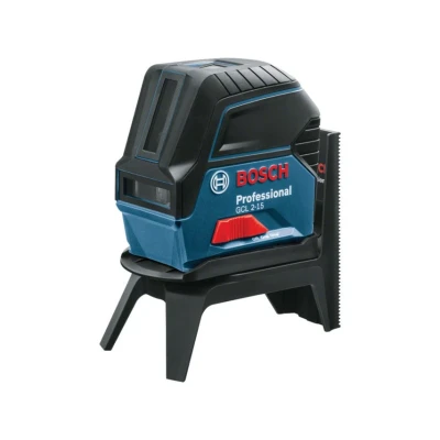 Image of Bosch Professional cross line laser GCL 2 15 (red laser, interior, with plumb points, working range: m, 3 x AA batteries, RM 1 rotating mount, target plate, protective bag)