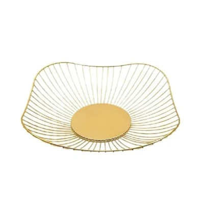 Image of JUNYFFF Fruit Bowl, 31X31cm Large Wire Metal Basket, Durable,Gold