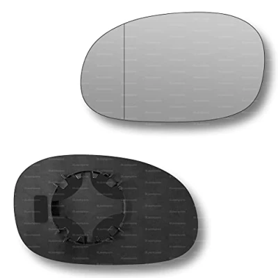 Image of Less4spares Replacement Wing Mirror Glass Left Compatible with Citroen C3, C2, C3 Pluriel 2002 2010 CLIP ON Passnager Near Side N/S Blind Spot