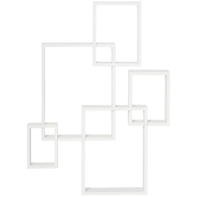 Image of HOMCOM Floating Shelves, Wall Mounted Interlocking Cube Display Shelf for Living Room, Bedroom, Hallways, White