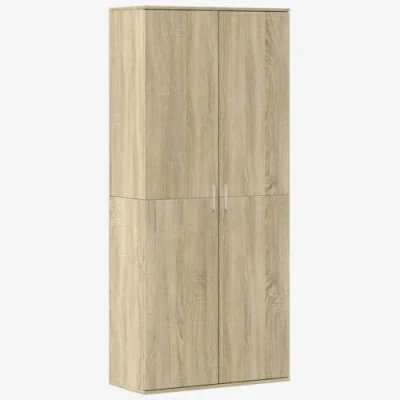 Image of vidaXL Highboard Cabinet Sonoma Oak 80x35x180 cm Engineered Wood Modern Storage Organizer for Living Room/Bedroom