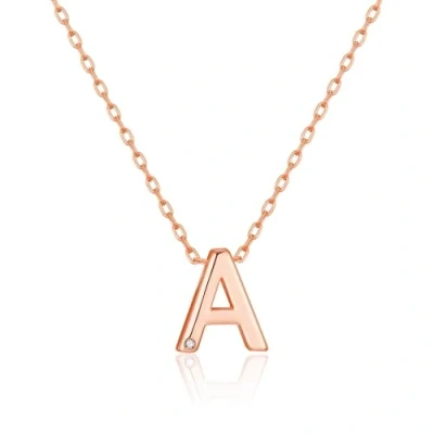 Image of Philip Jones Rose Gold Plated Initial Necklace Letter A Created with Zircondia® Crystals