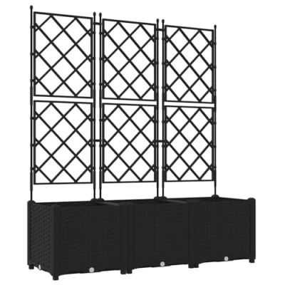 Image of vidaXL Garden Planter with Trellis 3 pcs Black 120x40x143 cm
