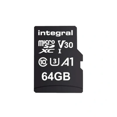 Image of Integral 64GB Twin Pack microSD Memory Card Premium High Speed 4K Video up to 100MB/s Read, 50MB/s Write, UHS I, U3, V30, Class 10, A1 App Performance smartphones, tablets, drones, game consoles