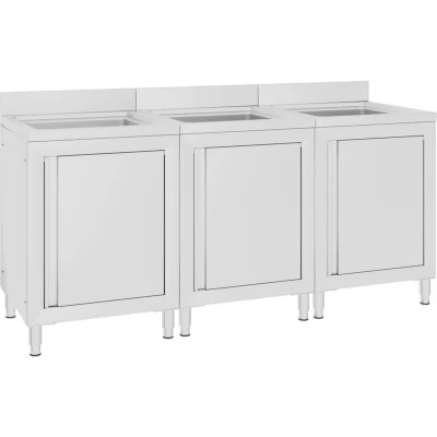 Image of vidaXL Commercial Kitchen Sink Cabinets 3 pcs Stainless Steel