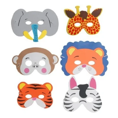 Image of HENBRANDT Assorted Jungle Animals Foam Masks Pack of 6