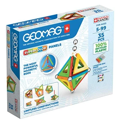 Image of Geomag Supercolor Magnetic Constructions for Kids, Toy, Green Collection 100% Recycled Plastic, 35 Pieces