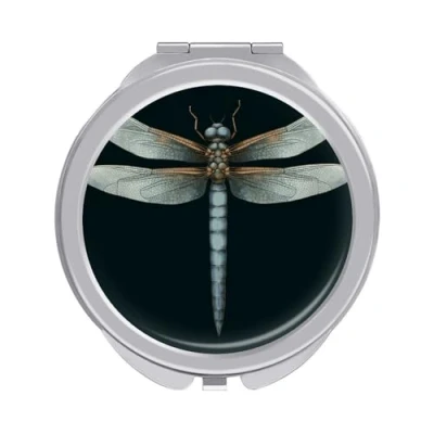 Image of Dwrepo Travel Makeup Mirror Dragonfly Vanity Portable Small Cosmetic 2 Sided 2X/1X Magnifying Pocket Compact Folding Handheld for Women Office