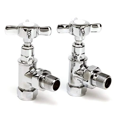 Image of Genoa Traditional Chrome Angled Radiator &amp; Towel Rail Valves Central Heating and Column radiators