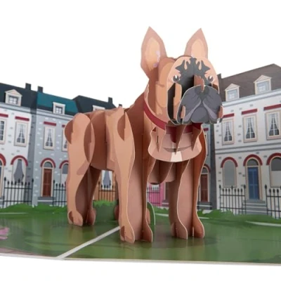 Image of Cardology French Bulldog Pop Up Card 3D Dog Birthday Card, Fathers Day Cards, Mothers Lover Gifts Handmade