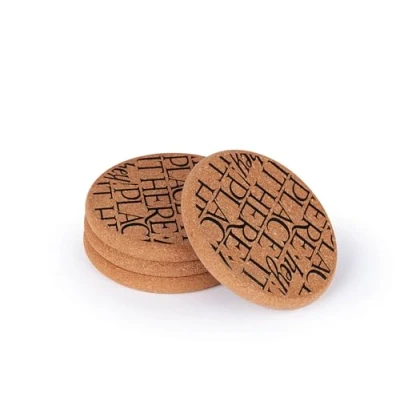 Image of Emma Bridgewater Set of 4 Cork Coasters Black Toast 110(d) X 12mm Thickness