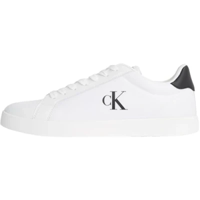 Image of Calvin Klein Men’s Cupsole Trainers with Logo, Black (Ck Black/Bright White), 9