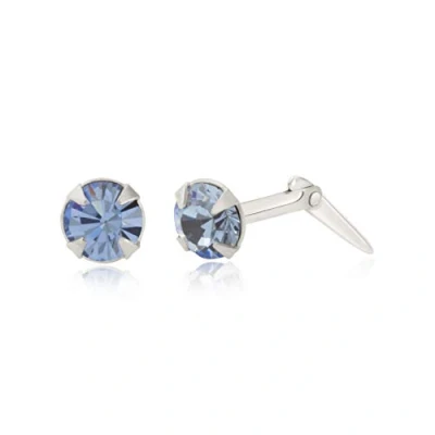 Image of Sterling silver 3mm round light sapphire crystal Andralok stud earrings/Gift box