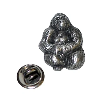 Image of Gorilla Lapel Pin Badge In British Pewter (XDHLP1378)