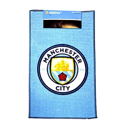Image of Manchester City FC Official Printed Football Crest Rug (One Size) (Blue/White)