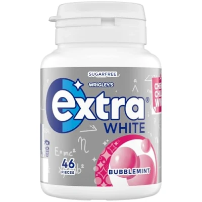 Image of Extra White Bubblemint Flavour Xylitol Sugarfree Chewing Gum, 1 Pack of 46 Pieces