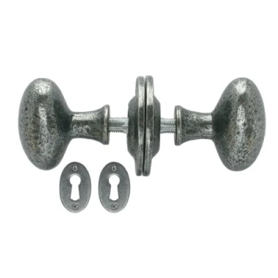 Image of From the Anvil Pewter Oval Mortice/Rim Knob Set