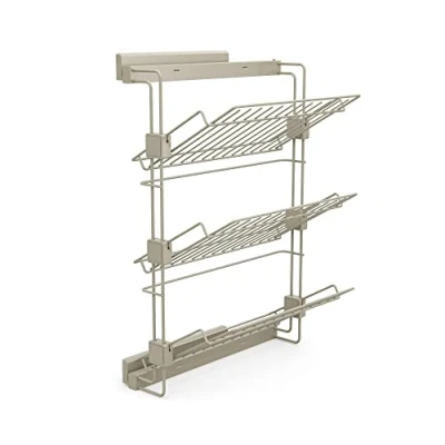 Image of Emuca Pull out side shoe rack for closets and walk in Hack, Left, Textured stone color painted, Steel