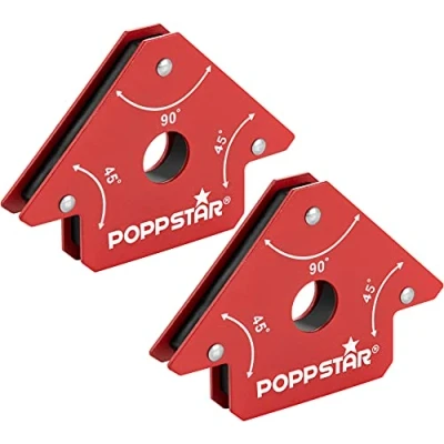 Image of Poppstar Welding Magnets Small (Set of 2 Pcs) with 11.3 kg (25 lb) Magnetic Holding Force/Heavy Duty Clamps 45 / 90 135