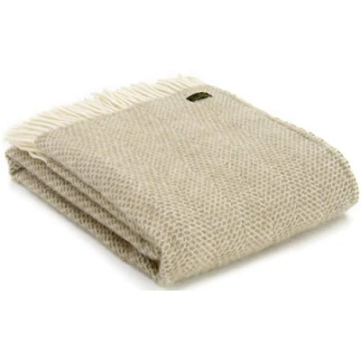 Image of Tweedmill Textiles Beehive KNEE RUG Throw Blanket 100% Pure New Wool BRITISH MADE OATMEAL