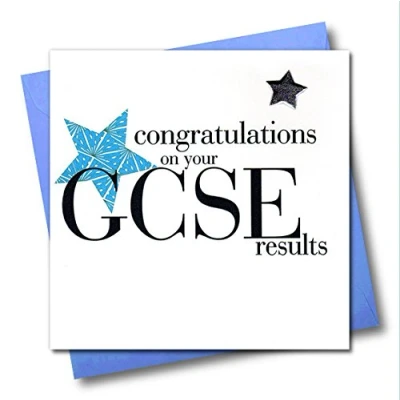 Image of Claire Giles Hearts and Stars GCSE Congratulations Card Blue