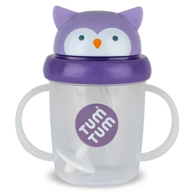 Image of TUM Tippy Up Free Flow Sippy Cup (No Valve), for Toddlers, 200ml, BPA (Olivia Owl S3)