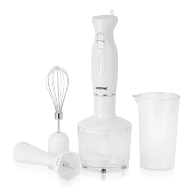 Image of Geepas 4 in 1 Hand blender with Electric Whisk, 860ML Vegetable Chopper &amp; 600ML Beaker 200W Stick Blender, Soup Mixer, Immersion Mini Food Processor for Baby Fruits Egg Whisk