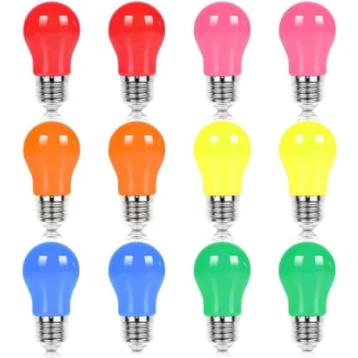 Image of UYHGO Coloured E27 Edison Screw LED Light Bulbs, 2W G45/A45 Golf Ball, Multi Color Pink, Orange, Red, Yellow, Blue, Green for Home Party, Bar, Christmas, Decoration Lighting, 12 Packs