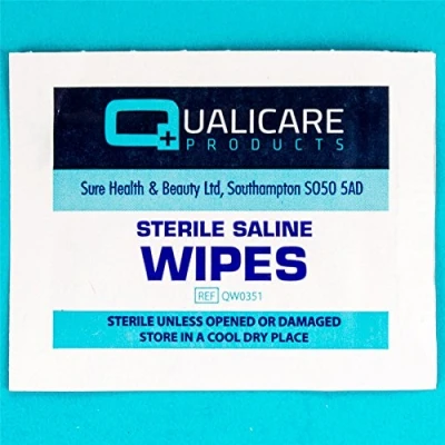 Image of 10x Qualicare First Aid Sterile Injury Wipes Alcohol Free Saline/Skin