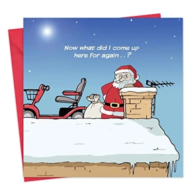 Image of Twizler Merry Christmas Card with Senior Santa Happy Xmas Funny Womens for Her Female Mens Him Male