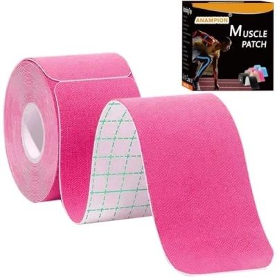 Image of ANAMPION Kinesiology Tape Precut (1 Rolls,20 Strips) Waterproof Sports for Athletes Physio Elastic Pain Relief Adhesive Muscles Shin Splints Ankle Knee &amp; Shoulder(Pink)