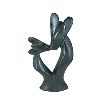 Image of The Friendly Trading Co African Kissing Giraffe Abstract Sculpture 7 inch / 17 cm Art with Storycard