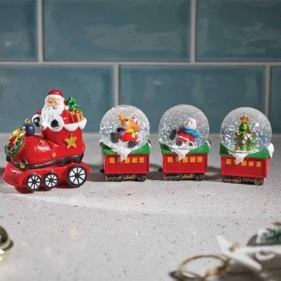 Image of Marco Paul snow Globe Christmas Large Novelty Train Ornament, globes for adults, Ornaments the home (All Aboard! Train)