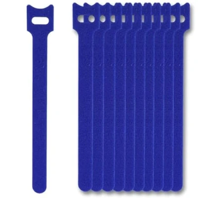 Image of Adjustable Reusable Cable Ties, Hook and Loop Straps Long Ties (10, Blue)