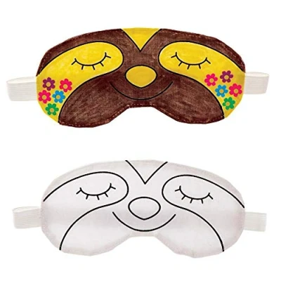 Image of Baker Ross FE429 Sloth Colour In Eye Mask Crafts Pack of 2, Sleep Mask, Make Your Own Sleeping Masks, Craft Sets for Kids to Decorate