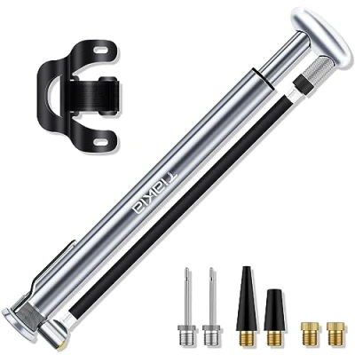 Image of Tiakia Bike Pump, Mini Bicycle Pump 210 PSI Mountain Bikes Aluminum Alloy Cycle Fits Schrader/Presta/Woods Valve Ball with Needle/Frame