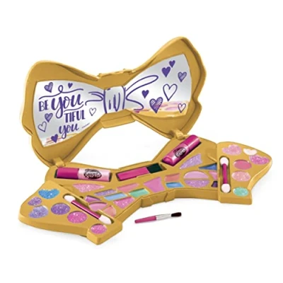 Image of Shimmer and Sparkle InstaGlam Bow Beautiful compact, 33 fashion colours for lips, cheeks, eyes, includes 14 trendy lip colours, 13 amazing eye shadows, 4 cheek gloss