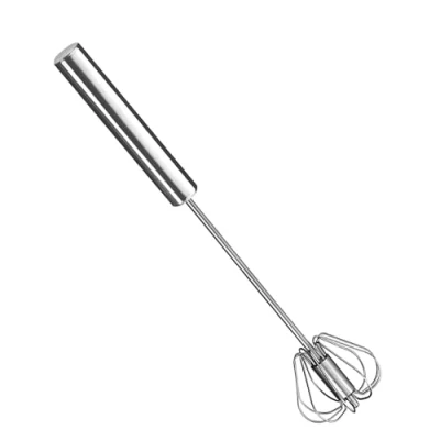 Image of AEX Premium Egg Whisk Stainless Steel Beater Rotating Push Mixer Stirrer Kitchen Utensil Whisking Beating Mini Cooking Utensils for Blending