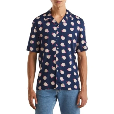 Image of United Colors of Benetton Men&#039;s 5xrbuq047 Shirt, Blue, L