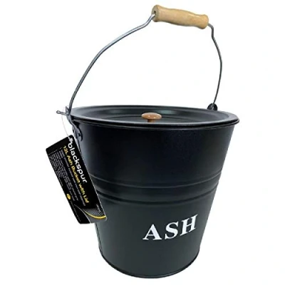 Image of Black 12L Cast Iron Ash Bucket with Lid By Blackspur