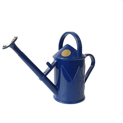 Image of Indoor Plastic Watering Can The HAWS Bartley Burbler Two Pint Pot Waterer Fine Spray Rose Blue