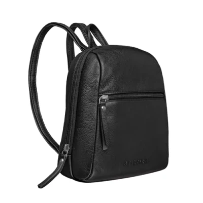 Image of STILORD &#039;Lia&#039; Small Daypack for Women Leather Backpack Vintage Handbag City Walking Shopping XS Rucksack Bag Genuine Leather, Colour:Black