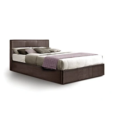 Image of Ottoman King Size Storage Bed Upholstered in Faux Leather, 5ft, Brown
