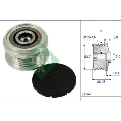 Image of 13581891, 13581892, 13588290, 13589135, 55579927 Freewheel Clutch INA 535 0242 10 Requires special tools for mounting VAUXHALL: ZAFIRA Mk3, Corsa Mk3