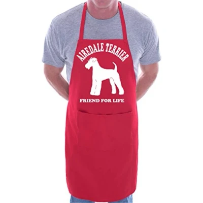 Image of Print4U Airedale Terrier Dog Lover Gift BBQ Cooking Funny Novelty Apron Red