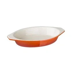 Image of Vogue Orange Oval Cast Iron Gratin 650ml